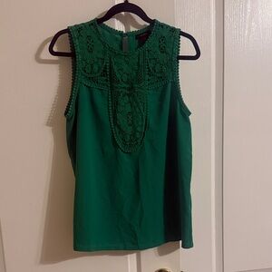 Halogen Emerald Sleeveless Lace Blouse
